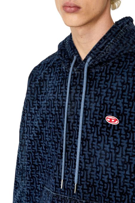 D-um-rib トラック デニム パーカー ディーゼル ダークブルー