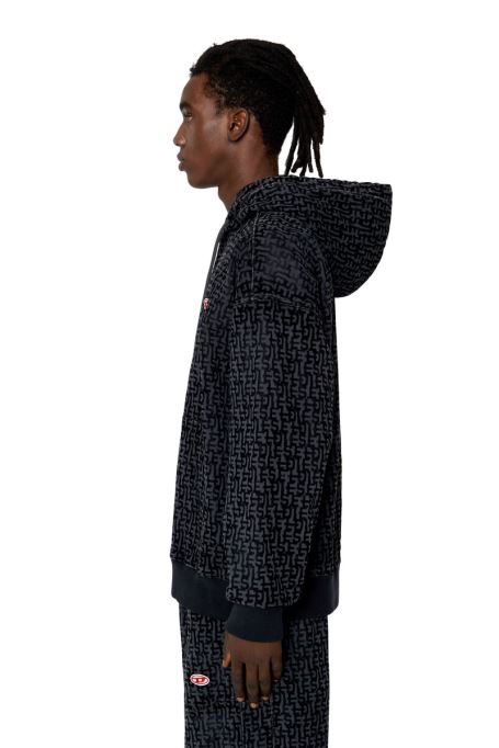 ディーゼル D-um-rib トラック デニム ブラック パーカー