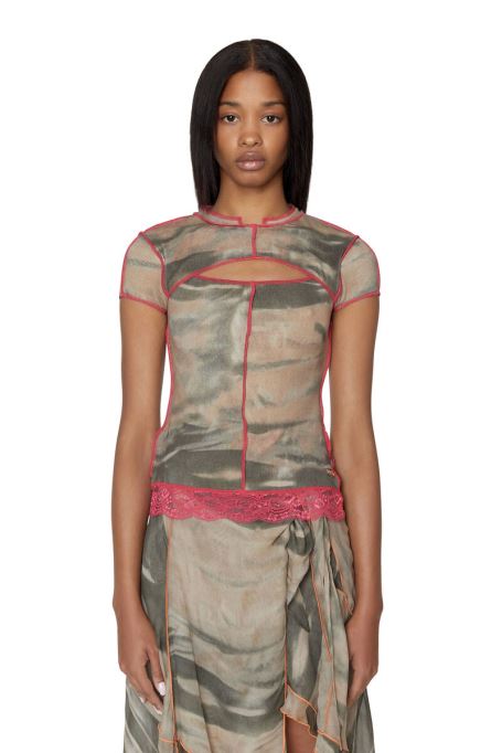 ディーゼル T-タイン ベージュ/グリーン