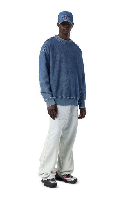 D-krib トラック デニム スウェットシャツ ディーゼル ミディアム ブルー
