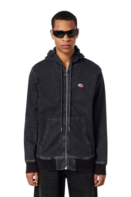 ブラック/ダークグレー ディーゼル D-gir トラック デニム パーカー