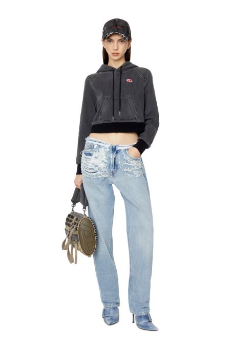 ブラック D-angy トラック デニム パーカー ディーゼル