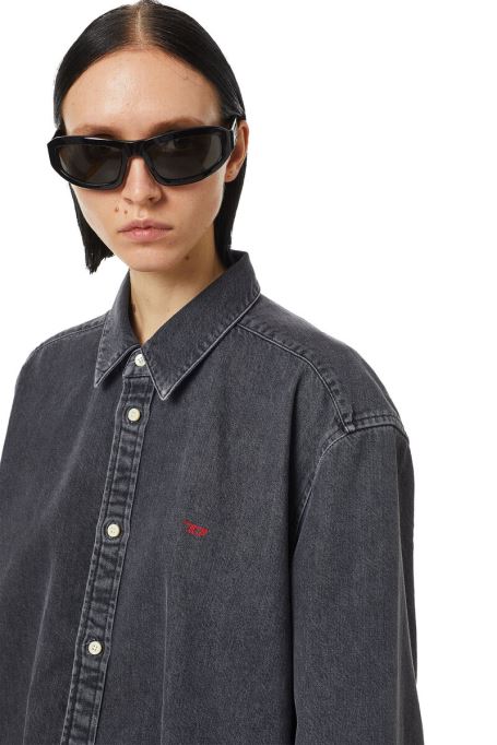 ディーゼル デブレックス シャツ ドレス ブラック/ダークグレー