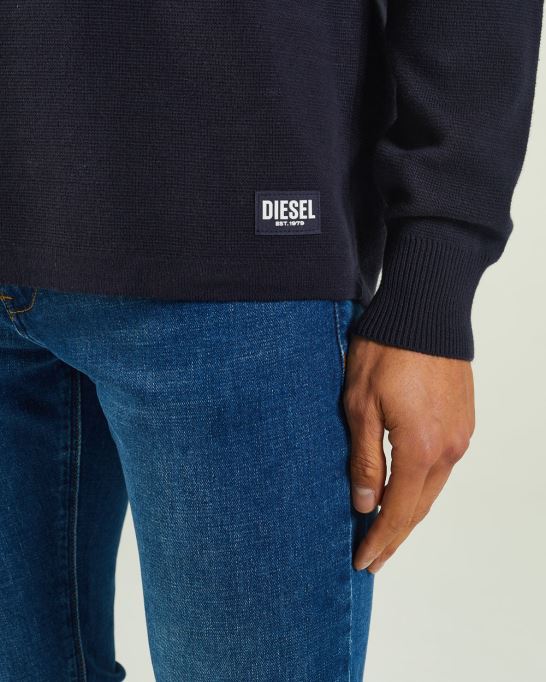 ルイージ セーター ネイビー/グリーンディーゼル