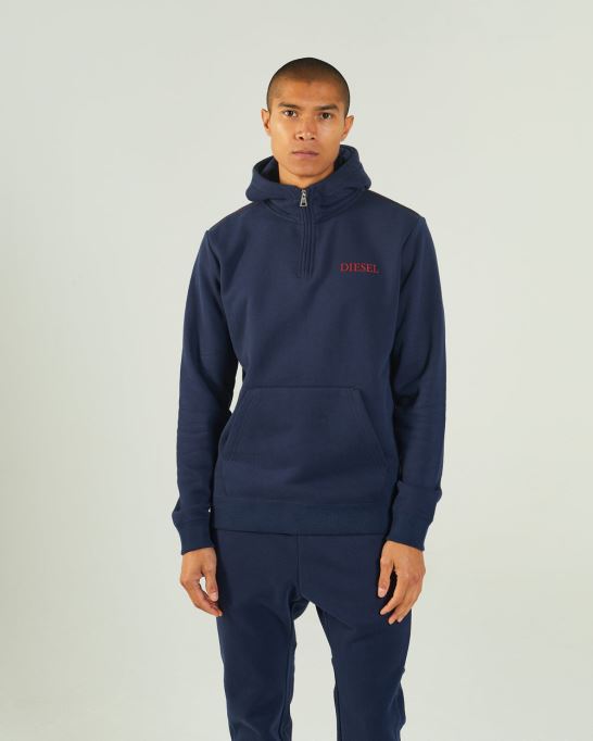 ディーゼルハーゲン ハーフジップフード ネイビーブレザー