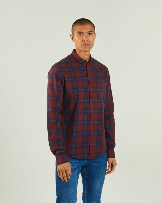 ペイン Ls シャツ チェック ディーゼル レッド
