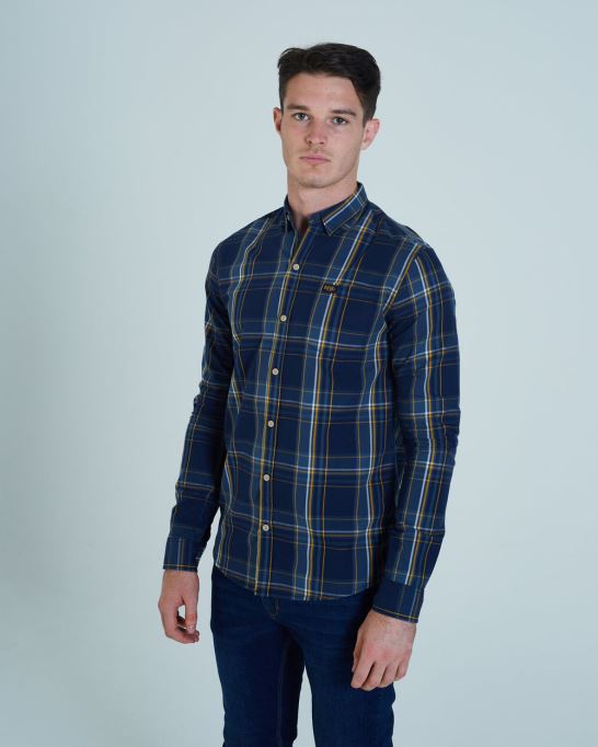 ネイビー ディーゼル キャッシュ L/s チェック シャツ