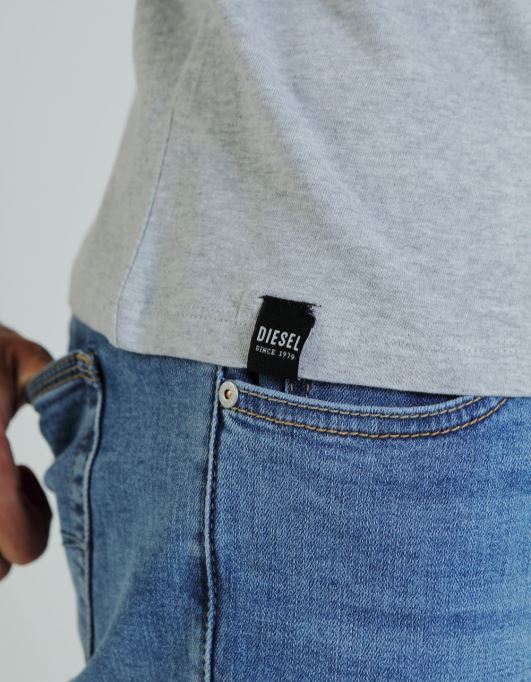 ライトグレー ベーシック スコット オ ネック ティー ペブル ディーゼル