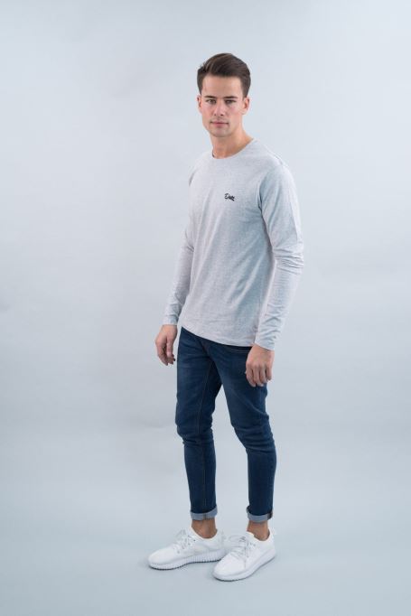 ディーゼル ベーシック スコット L/s ティー ペブル ライトグレー