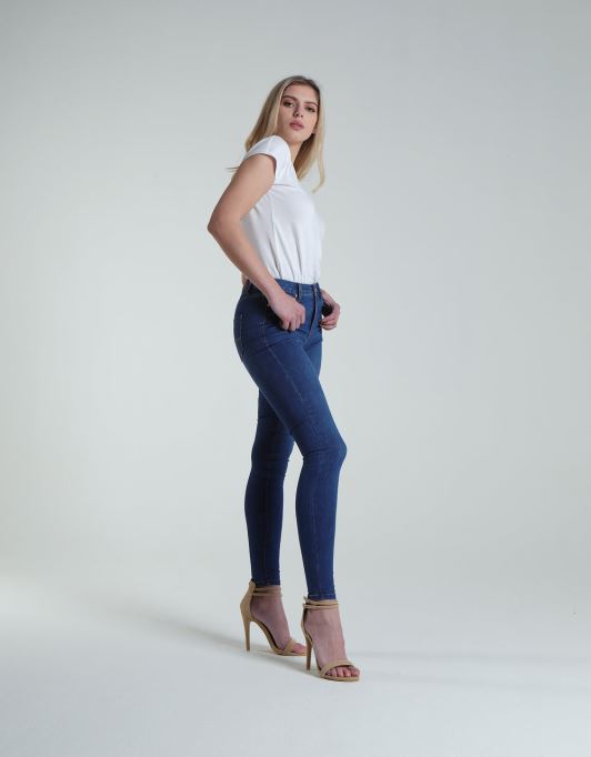 ケイラミッドライズスキニーミディアムブルーディーゼル