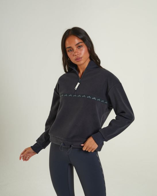 ダークグレー ディーゼル ダリナ フリース ハーフジップ ディープ スレート