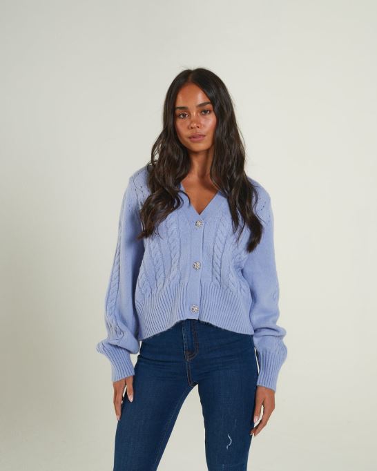 アブラ カーディガン ダスキー ディーゼル ブルー