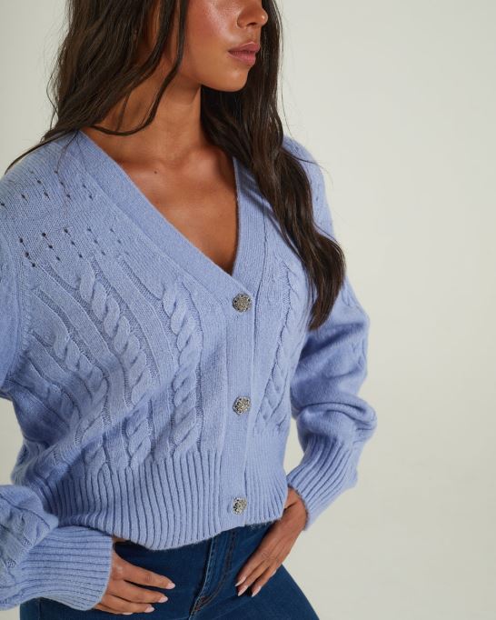 アブラ カーディガン ダスキー ディーゼル ブルー