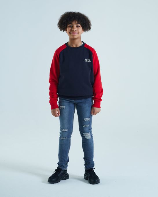 アーヴィング セーター ネイビー/レッド ディーゼル グレー