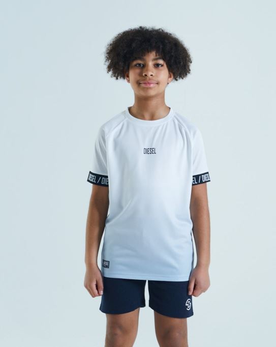 ディーゼル ジャック ディップダイ Tシャツ ホワイト/スカイブルー ネイビー