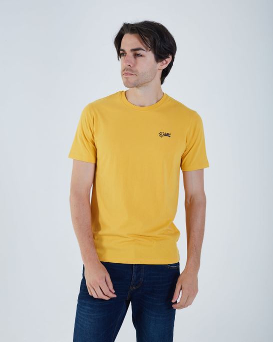 ベーシックなスコットオーネック ミネラルイエロー ディーゼルグリーン