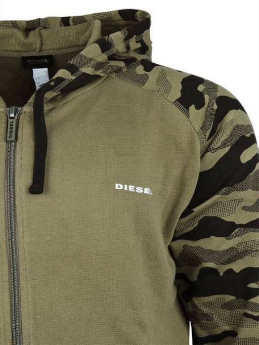 ディーゼル ブライアンツ メンズ ジップパーカー カモフラージュ フード付き カジュアル スウェット トップス グレー/カーキ