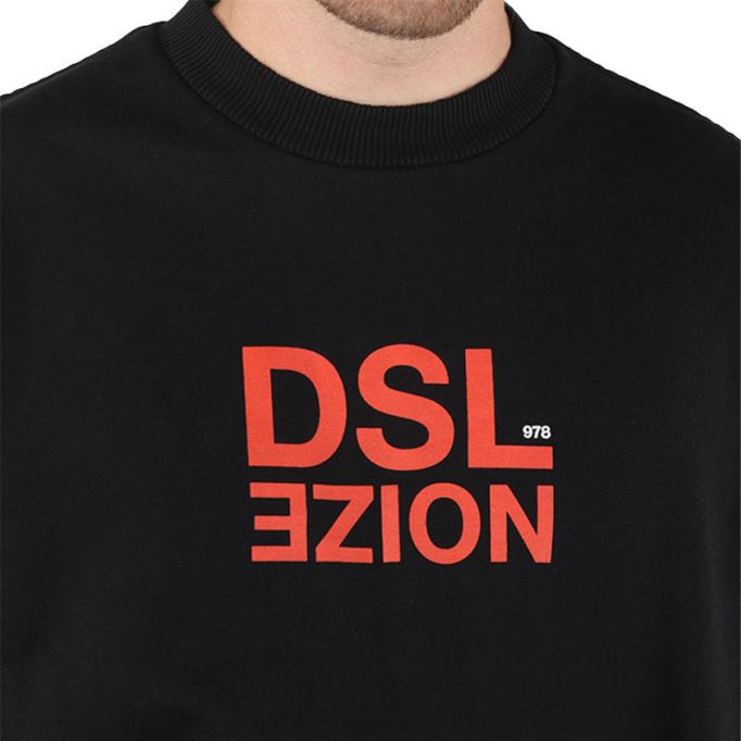 S Bay Xa メンズ プルオーバー スウェットシャツ ブラック クルーネック カジュアル アウター ディーゼル