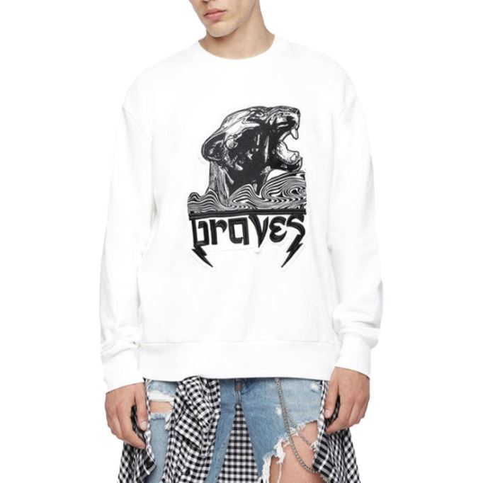 S Baywa メンズ スウェットシャツ クルーネック リブ カジュアル プルオーバー ジャンパー ディーゼル