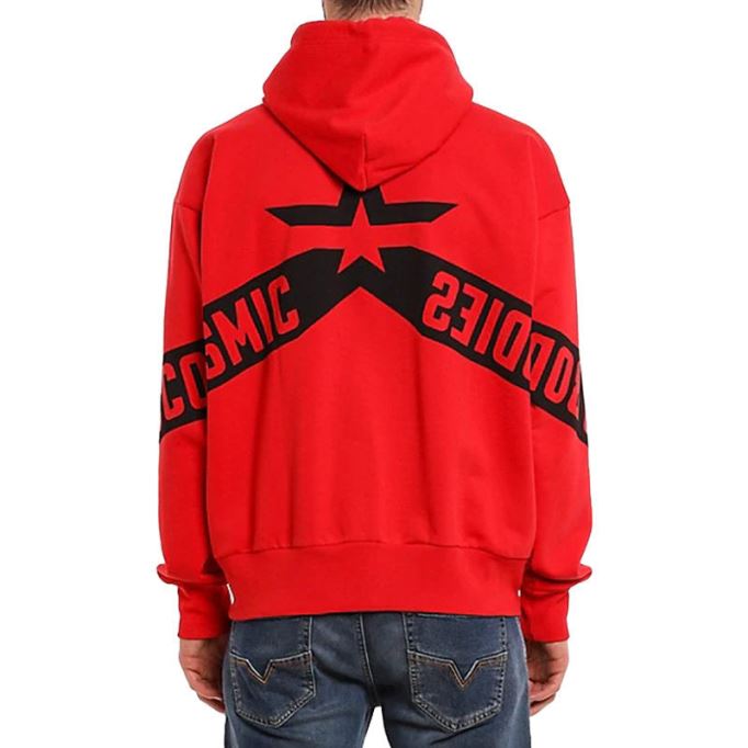 S Alby Zip Felpa メンズ パーカー フルジップ レッド トップ カジュアル フード付きスウェットシャツ Xs ディーゼル