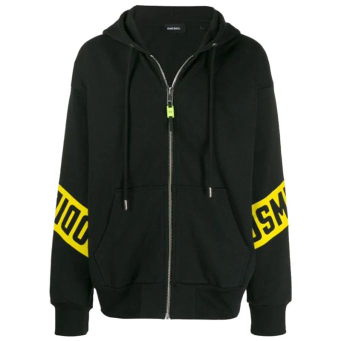 S Alby Zip Felpa メンズ パーカー フルジップ カジュアル ブラック フード付き スウェットシャツ Xs-m ディーゼル