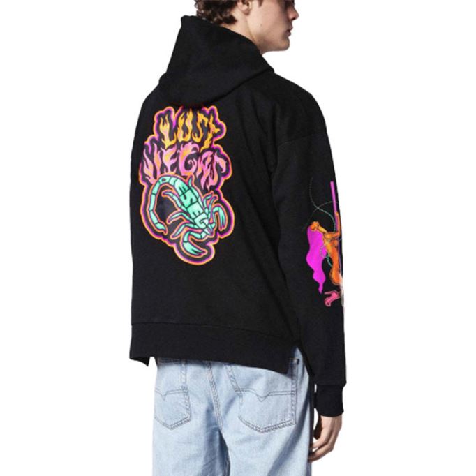 ディーゼルオーバーザー アルビー Sc 900 メンズ スウェットシャツ プルパーカー フルオ プリント ラウンジウェア