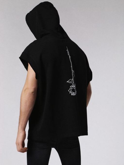 S Drive Gr-qa メンズ スウェット プルオーバー ノースリーブ パーカー スポーツ ジムウェア ディーゼル黒/赤