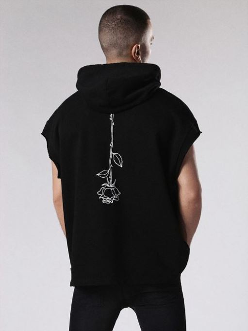 S Drive Gr-qa メンズ スウェット プルオーバー ノースリーブ パーカー スポーツ ジムウェア ディーゼル黒/赤