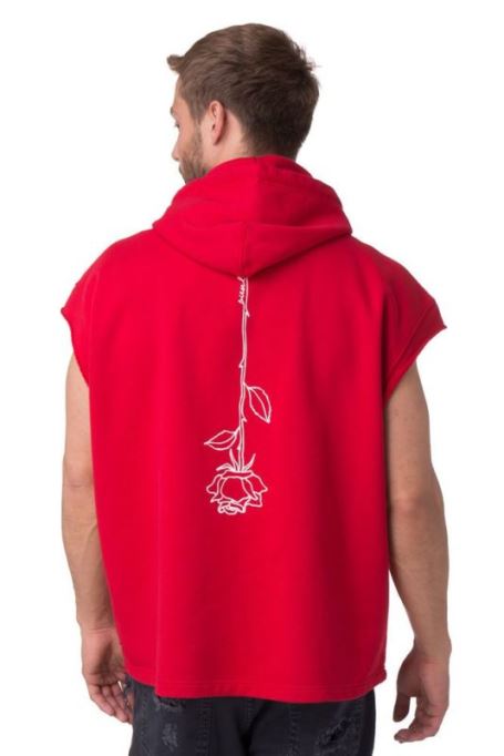 S Drive Gr-qa メンズ スウェット プルオーバー ノースリーブ パーカー スポーツ ジムウェア ディーゼル黒/赤