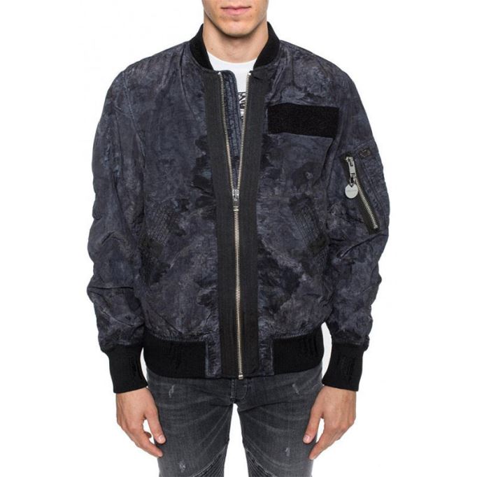 J Souly Tye メンズ ボンバー ジャケット リブ付きカフス カジュアル 代表チーム ジャケット ブラック ディーゼル