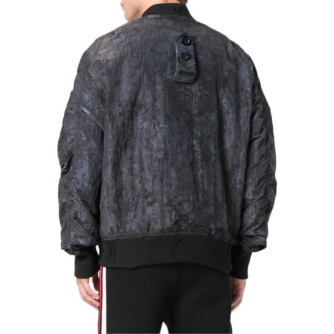 J Souly Tye メンズ ボンバー ジャケット リブ付きカフス カジュアル 代表チーム ジャケット ブラック ディーゼル