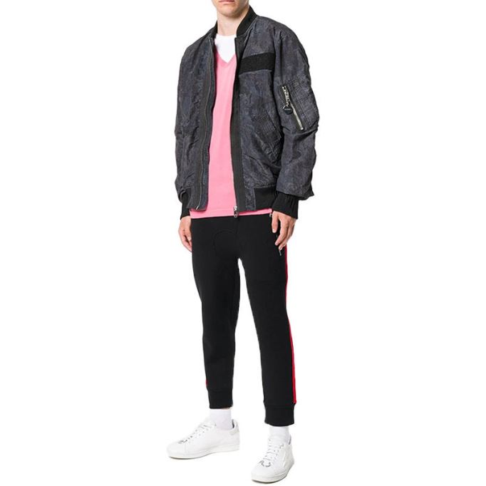 J Souly Tye メンズ ボンバー ジャケット リブ付きカフス カジュアル 代表チーム ジャケット ブラック ディーゼル