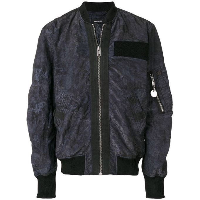 J Souly Tye メンズ ボンバー ジャケット リブ付きカフス カジュアル 代表チーム ジャケット ブラック ディーゼル