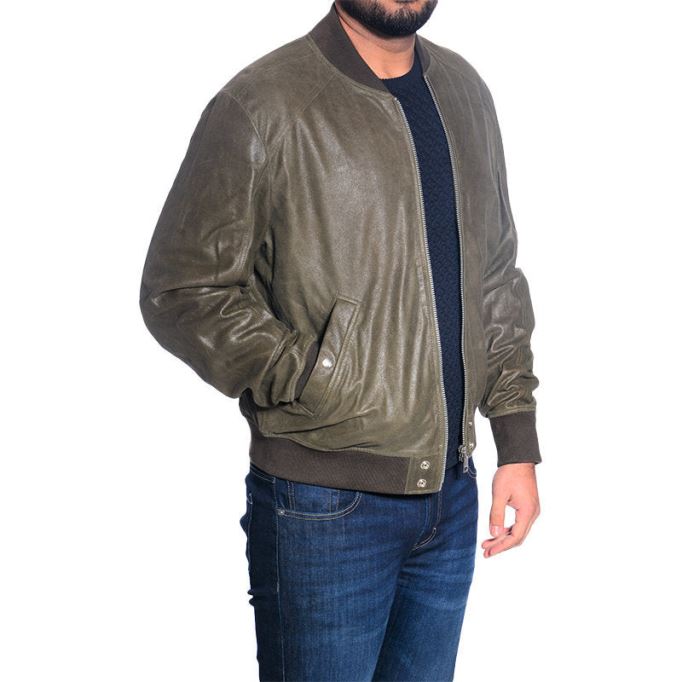 レザー ジャケット L ニコライ メンズ ボンバー ジャケット カフェ レーサー オリーブ ウィンター コート ディーゼル
