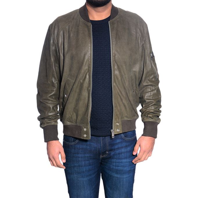 レザー ジャケット L ニコライ メンズ ボンバー ジャケット カフェ レーサー オリーブ ウィンター コート ディーゼル