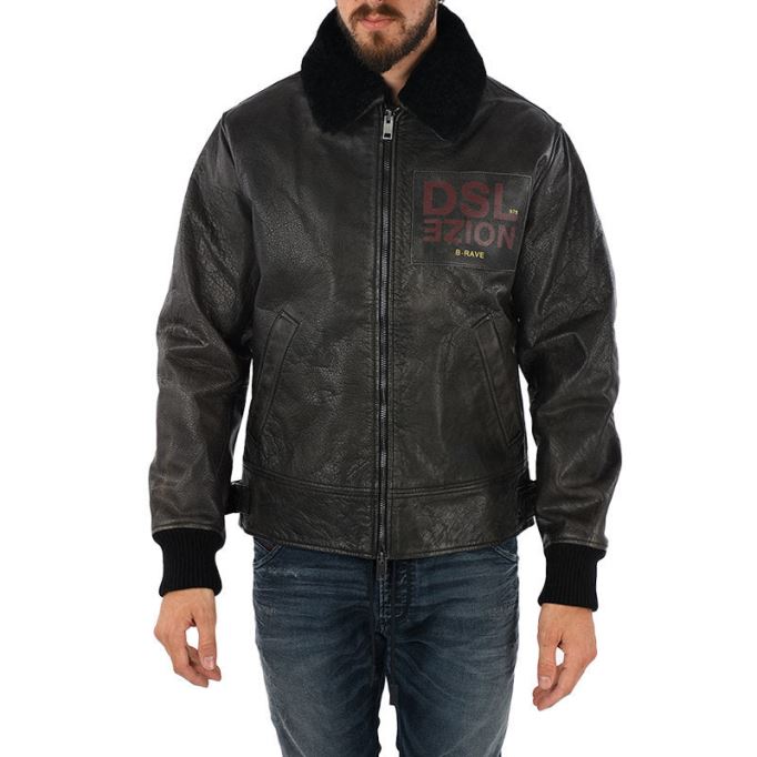 L Bowdre メンズ ボンバー ジャケット レザー パッド入り キルティング 冬用 レギュラー コート ディーゼル