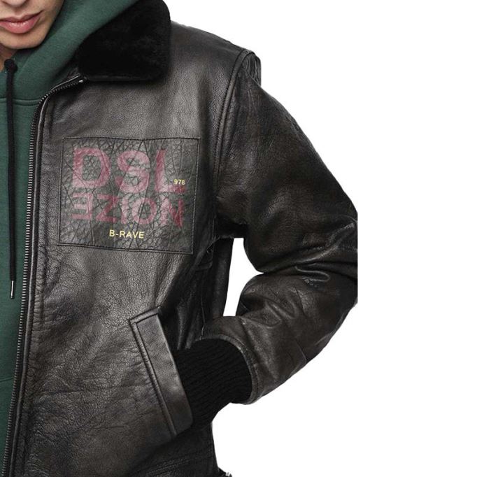 L Bowdre メンズ ボンバー ジャケット レザー パッド入り キルティング 冬用 レギュラー コート ディーゼル