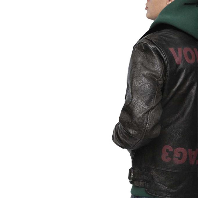 L Bowdre メンズ ボンバー ジャケット レザー パッド入り キルティング 冬用 レギュラー コート ディーゼル