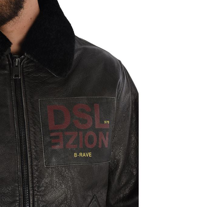 L Bowdre メンズ ボンバー ジャケット レザー パッド入り キルティング 冬用 レギュラー コート ディーゼル