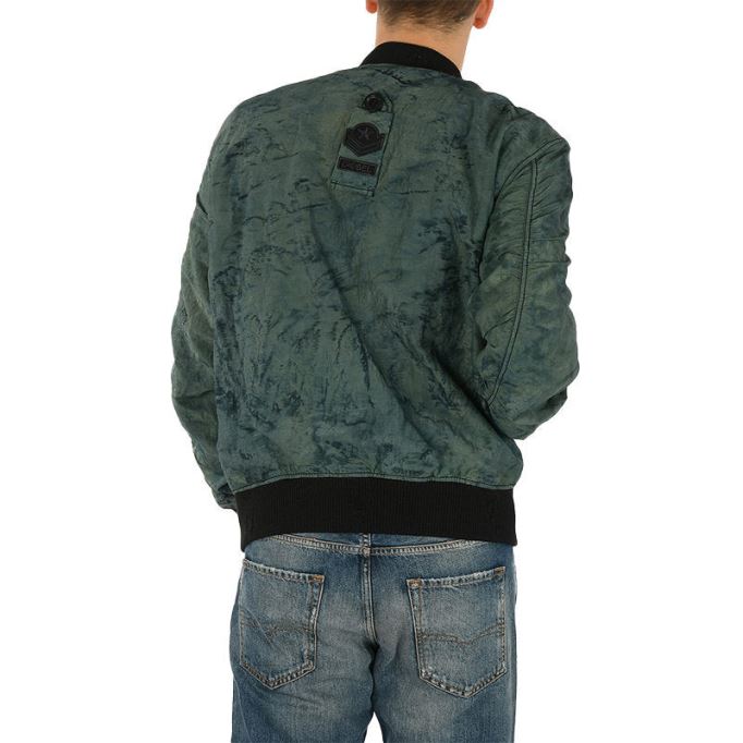 ディーゼル J スーリー タイ メンズ ボンバー ジャケット リブ袖口バーシティ カジュアル ジャケット グリーン