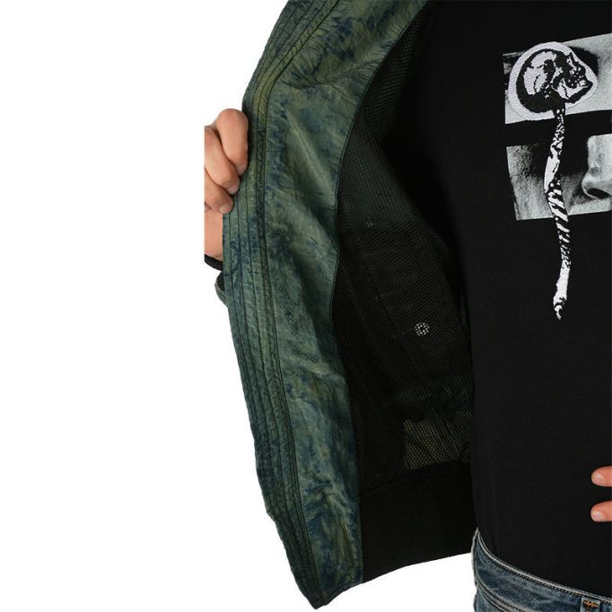 ディーゼル J スーリー タイ メンズ ボンバー ジャケット リブ袖口バーシティ カジュアル ジャケット グリーン