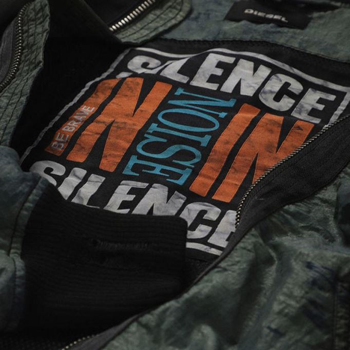 ディーゼル J スーリー タイ メンズ ボンバー ジャケット リブ袖口バーシティ カジュアル ジャケット グリーン