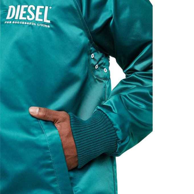 ディーゼル J Akio メンズ ジャケット スポーティー ボンバーコート カジュアルジャンパー パッド入りサテン ナイロン ブラック/ブルー