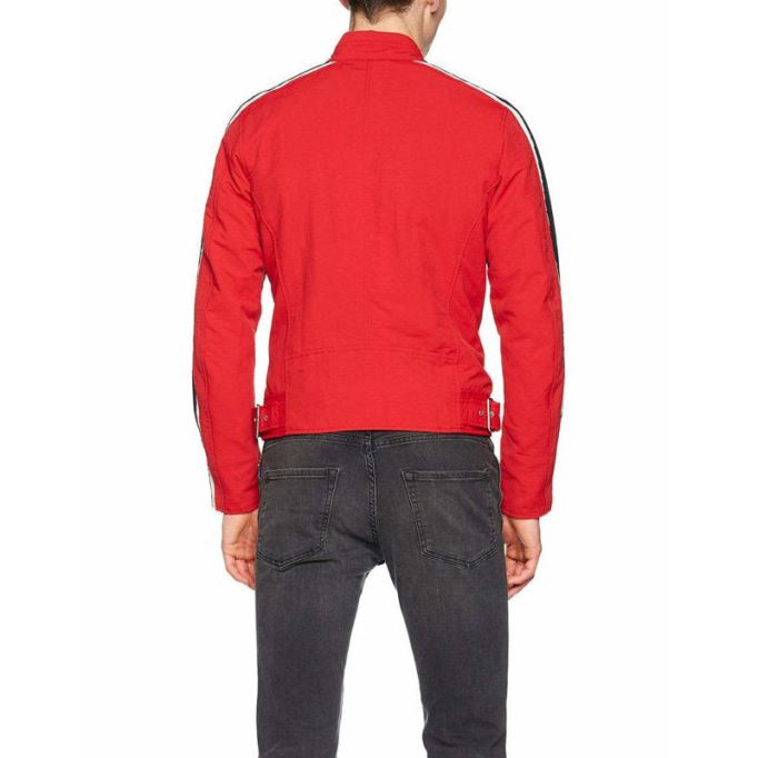 ディーゼル J ストリート メンズ バイカー ジャケット スリム サマー アウトウェア ボンバー カジュアル コート レッド