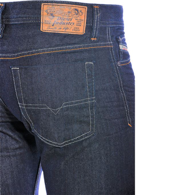 ディーゼル バイカー Orus7 メンズ ジーンズ レギュラー フィット コットン ダークブルー カジュアル デニム パンツ