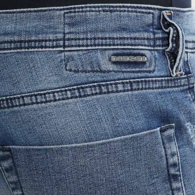 ディーゼル テッパー 084qs メンズ デニム ブルー ジーンズ ディストレスト ストレッチ スリム フィット キャロット デニム ブルー