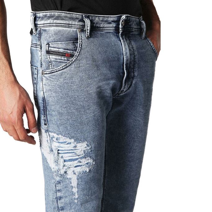 ディーゼル クローリー T 084pv メンズ ジーンズ レギュラー フィット ダメージ加工 スウェット ジョグ デニム パンツ