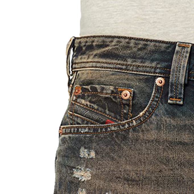 Larkee Beex 084xb メンズ デニム ジーンズ レギュラー テーパード フェード ダメージ パンツ ディーゼル