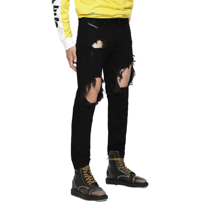 ディーゼル マーキー 084wr メンズ デニム リップド ジーンズ スリム スキニー フィット トラウザー カジュアル パンツ