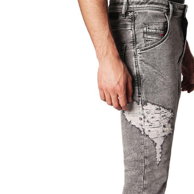 ディーゼル クローリー 0689d メンズ デニム ジーンズ スリムフィット フェード スウェット ジョグ パンツ ライトグレー